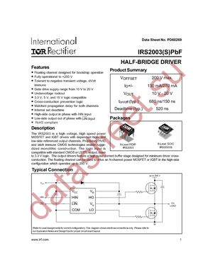 IRS2003PBF datasheet  